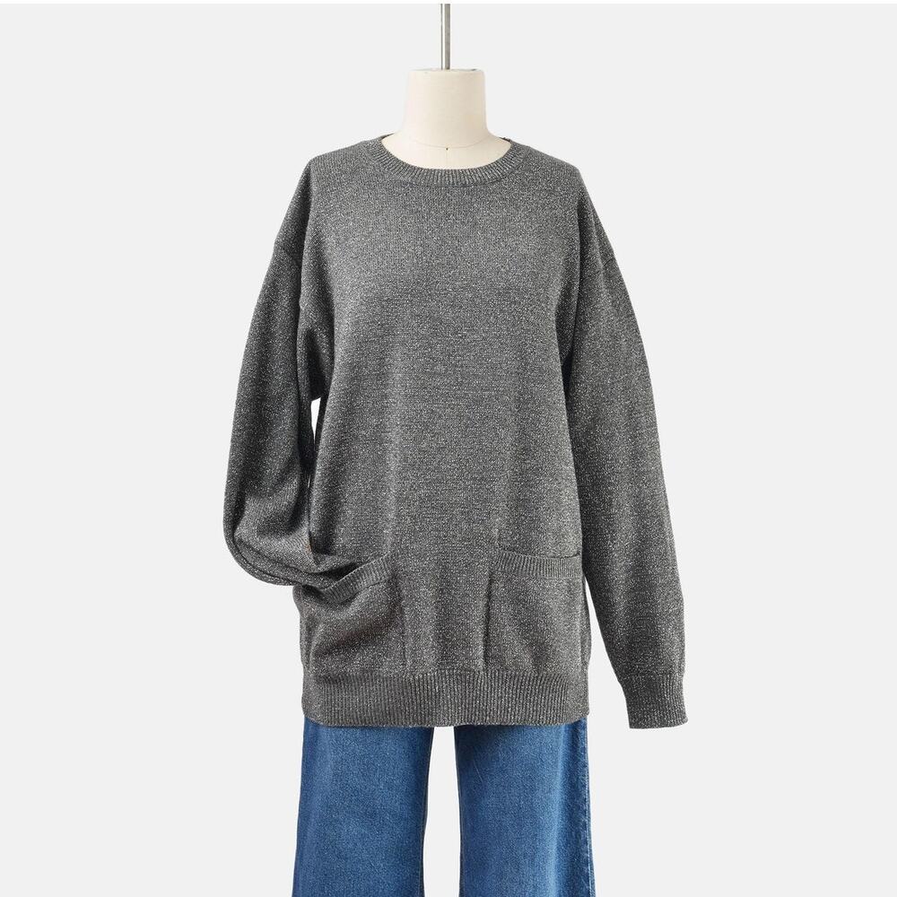 Vintage 90s Calvin Klein Metallic Gray Wool Blend Sweater size M L